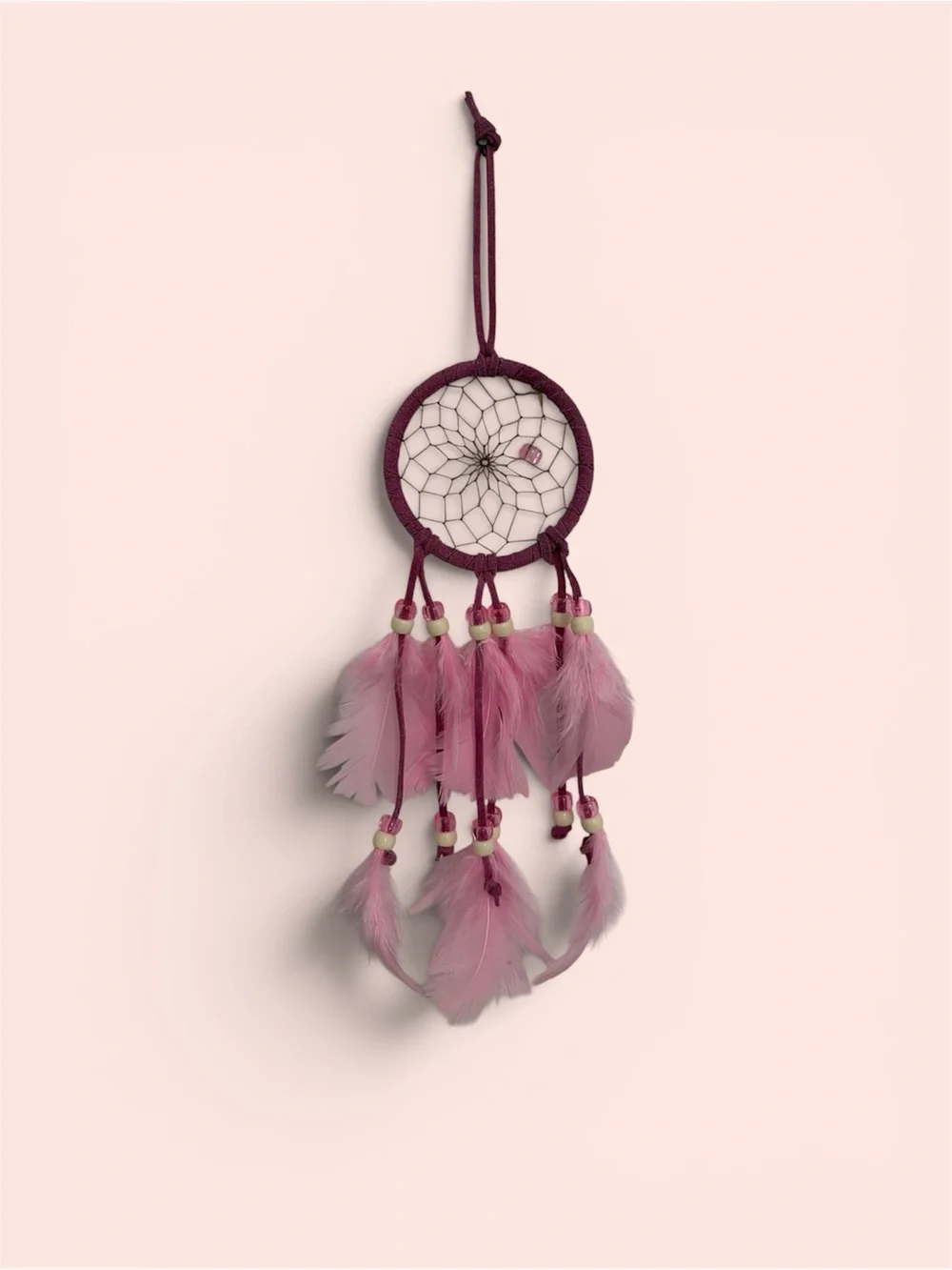 Pink Feather Dreamcatcher Wall Hanging